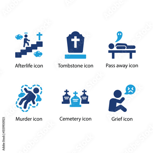 Afterlife, Tombstone, Pass away, Murder, Cemetery, Grief icon