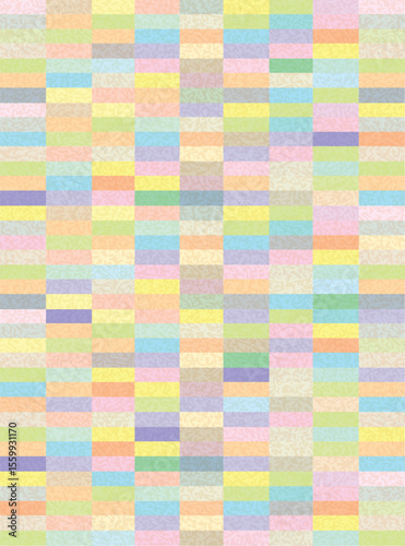 Geometric pattern with colorful squares. Brick wall background. Trendy creative vector pattern with colorful pastel bricks and copy space for text. Ideal for poster, banner, card, sale, invitation.