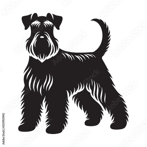 A petite Miniature Schnauzer dog outline, reflecting its small disposition - Miniature Schnauzer silhouette - Miniature Schnauzer Vector - Silhouette of Miniature Schnauzer - dog silhouette

