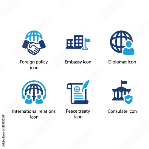 Foreign policy, Embassy, Diplomat, International relations, Peace treaty, Consulate icon