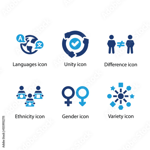 Languages, Unity, Difference, Ethnicity, Gender, Variety icon
