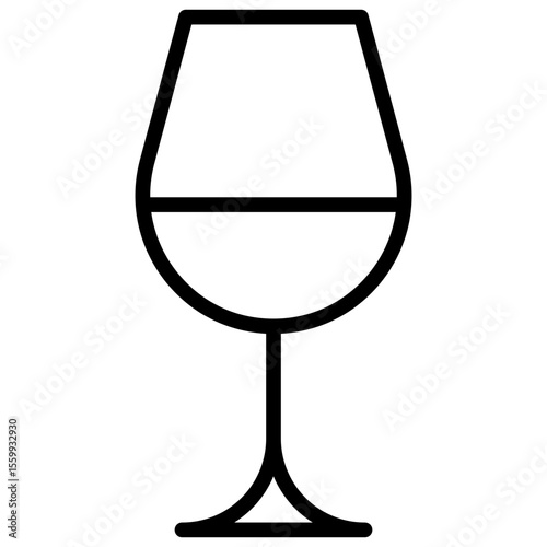 Wine Glass Outline Icon Vector Design - Classic wine glass, typically used to represent wine or fine dining