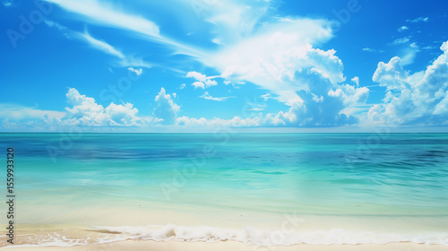 Wallpaper Mural Blue sky over calm sea. Blue sea and sunny sky on horizon over calm water Torontodigital.ca
