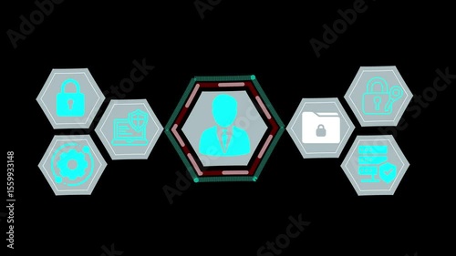 Cybersecurity concept animation padlock icon .concept with person working in office for digital technology. protecting network of user profiles, symbolizing personal data privacy, online security