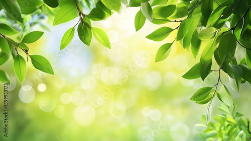 Green leaves. Nature of green leaf in garden at summer.