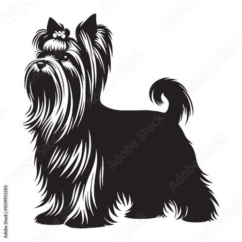 An iconic Yorkshire Terrier representation, clearly identifying the beloved breed - Yorkshire Terrier silhouette - Yorkshire Terrier Vector - Silhouette of Yorkshire Terrier - dog vector

