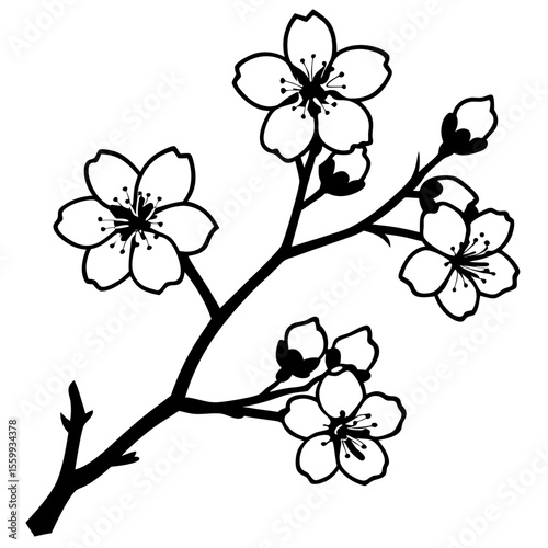 Minimal Blooming Sakura Vector Art