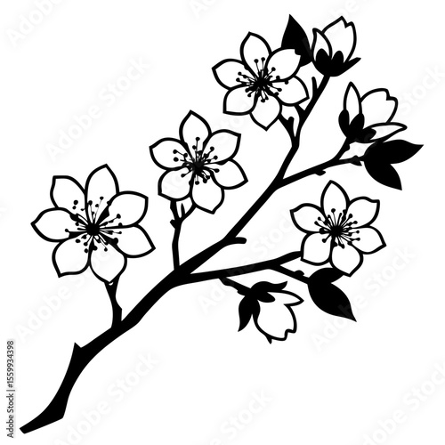 Minimal Blooming Sakura Vector Art