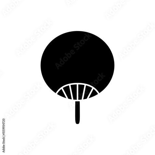 Uchiwa Filled Icon. Solid Festival Accessory for Hot Season & Culture Apps
