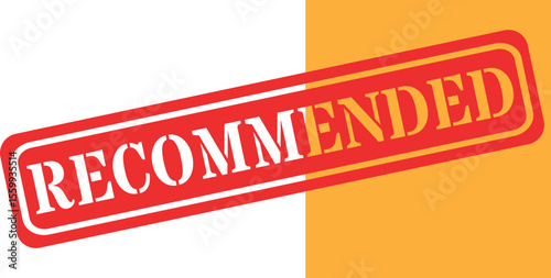 Bold red recommended stamp with white and orange background