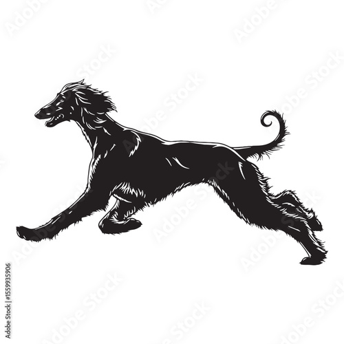 Showcasing a noble Afghan Hound dog form, simple yet impactful for designs - Afghan Hound silhouette - Afghan Hound Vector - Silhouette of Afghan Hound - dog vector

