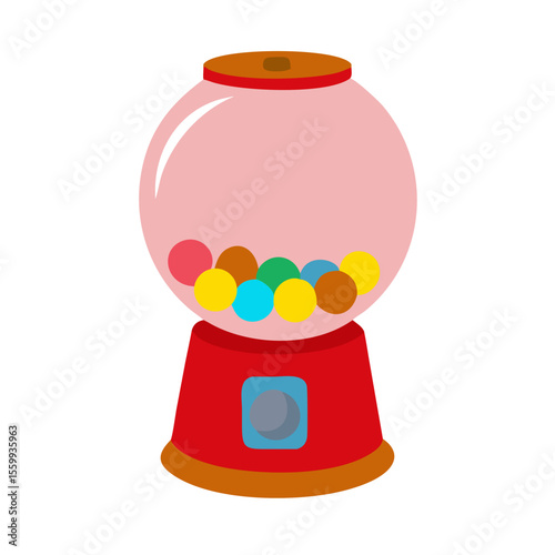 Colorful gumball machine filled with candy isolated on transparent background