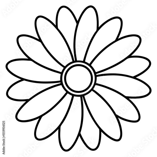 Minimal Daisy Outline Vector on White