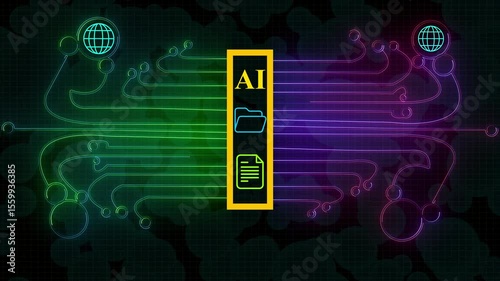 Animated Glowing light Blue color Motherboard circuit pattern background Digital Data moving on Circuit Board and CPU loop backgrounds. Computer Processing and organizing