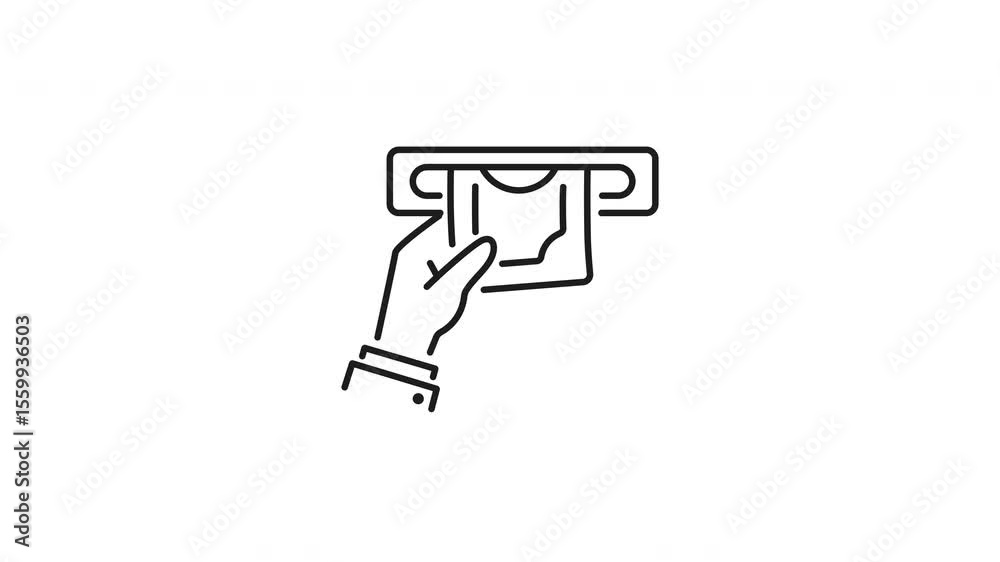 Cash withdrawal line animation. Cash withdrawal animation showing a hand withdrawing cash from an ATM, perfect for finance, banking, transactions, and moneyrelated concepts. Cash withdrawal line animation. Cash withdrawal animation showing a hand withdrawing cash from an ATM, perfect for finance, banking, transactions, and moneyrelated concepts.