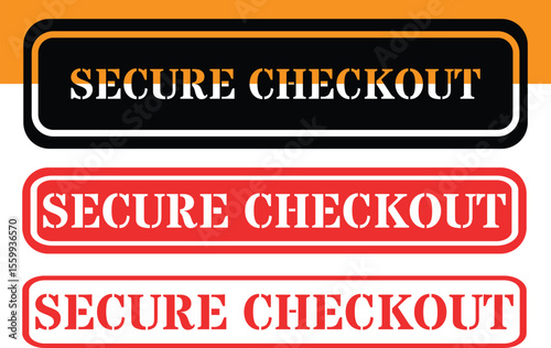 Secure checkout badges with stencil font and bold borders
