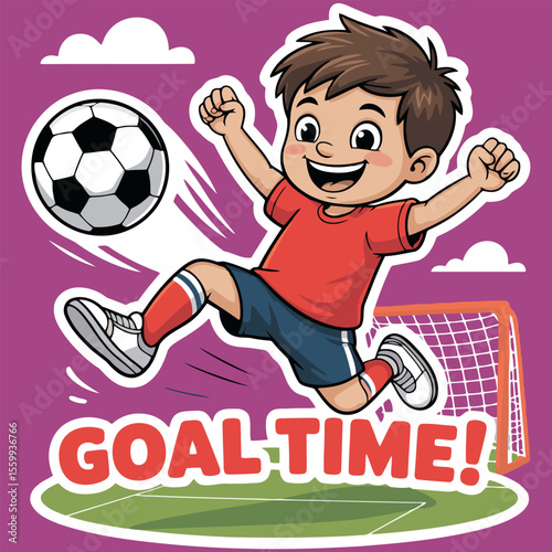 A boy playing soccer clipart vector design for dtf