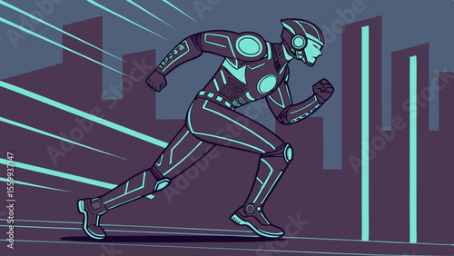 Robot dynamic machine smart cybersecurity Cybernetic exosuit dynamic running pose