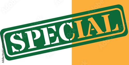 Special offer stamp with green and orange colors