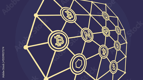 Automation intelligence innovation advanced smart Blockchain network with connected hexagonal cel