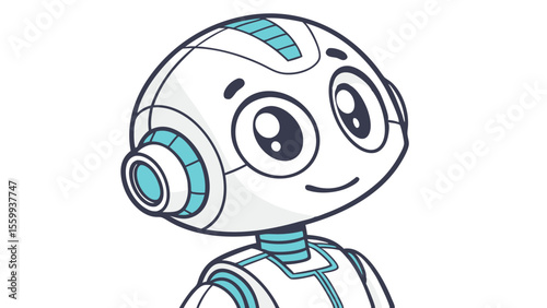 Energy digital high-tech clean creative Friendly humanoid robot with glossy white
