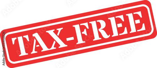 Bold red stamp declaring tax free status with white border