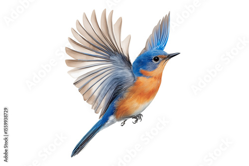 Eastern bluebird flying with transparent background. Flying Bluebird Isolated on Clear Background for Design Use.