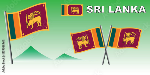 Vector illustration of the Sri Lankan national flag with lion symbol, Sri Lankan national flag Waving Style perfect for patriotic, cultural, or educational design projects
