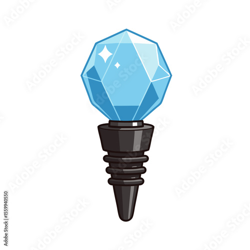 Elegant crystal wine stopper with a blue gem design on a white background for bar accessories.