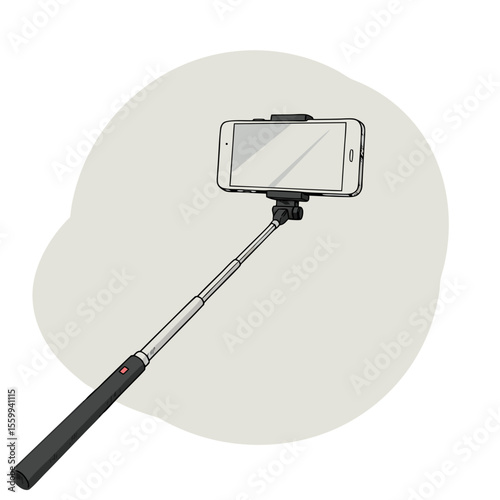 Selfie stick with smartphone  
