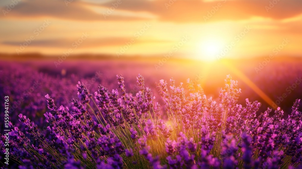 Naklejka premium Lavender field at sunset (1)