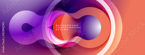 Abstract flowing shapes, vibrant colors create modern background. Gradient transitions, smooth curves define dynamic composition.