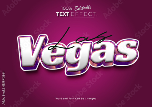 3d Neon Las Vegas text effect. Neon Font style Effect. Editable text effect.