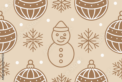 Elegant Christmas Ornament Pattern Snowmen, Snowflakes & Baubles