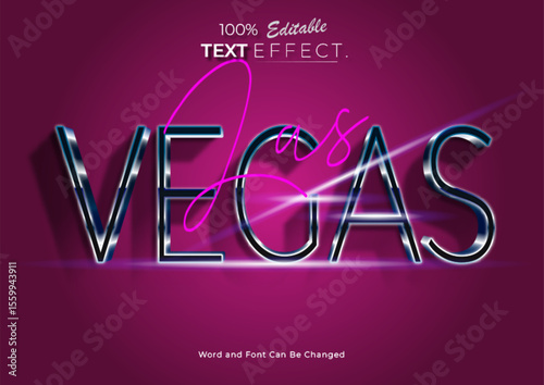 3d Neon Las Vegas text effect. Neon Font style Effect. Editable text effect.