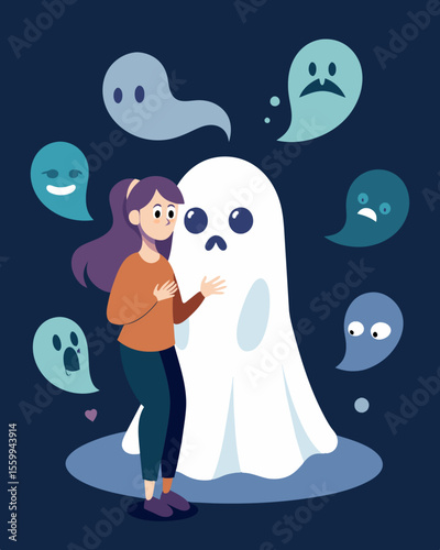 A ghost that mimics the voices of your loved ones making you question their intentions and causing you to distance yourself from them.. Vector illustration