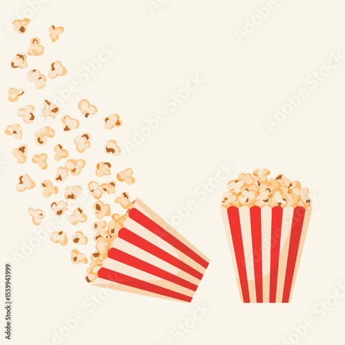 Popcorn Falling from a Red and White Striped Box