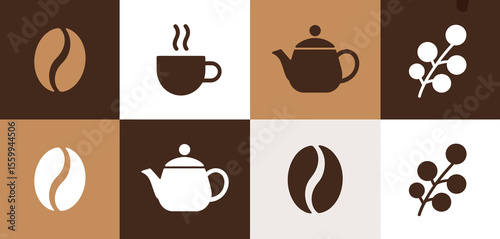 Coffee and Tea Icons Set