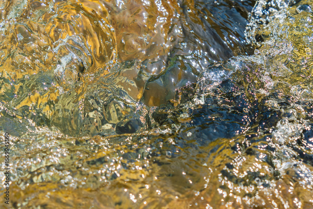 Obraz premium 初夏の水辺 清流の流れ水面のアップ 191