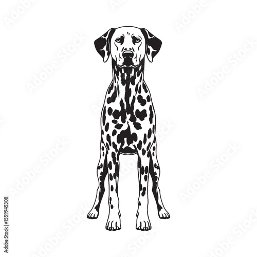 Showcasing a noble Dalmatian dog form, simple yet impactful for designs - Dalmatian silhouette - Dalmatian Vector - Silhouette of Dalmatian - dog vector

