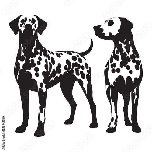 A vibrant Dalmatian dog artwork, capturing the breed's lively nature - Dalmatian silhouette - Dalmatian Vector - Silhouette of Dalmatian - dog silhouette

