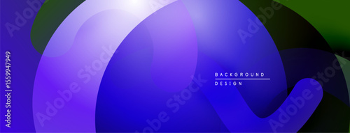 Abstract fluid shapes, vibrant purple hues dominate. Gradient transitions create depth, modern design element. Minimal text present.