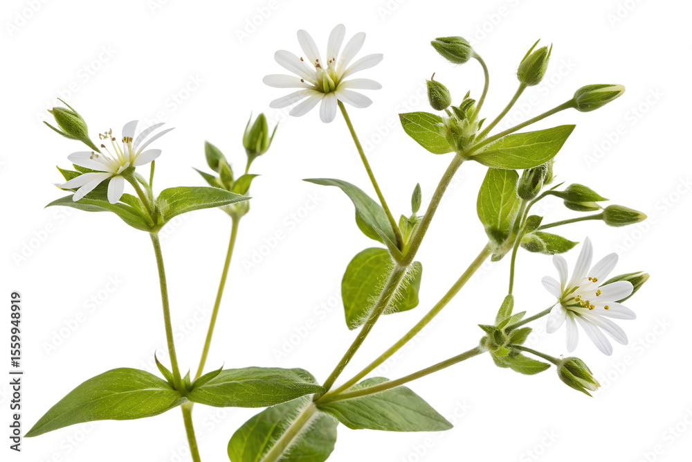 Obraz premium stellaria media flowers isolated on white