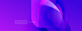 Abstract purple design. Overlapping shapes create dynamic visual effect. Gradient colors, modern aesthetic. Simple text labels bottom center.