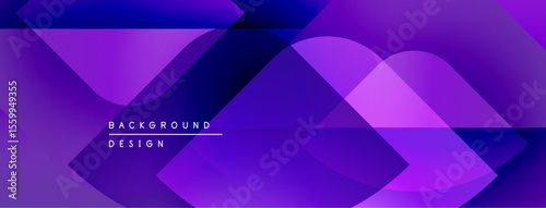 Abstract purple background. Overlapping shapes create dynamic visual effect. Modern design suitable for banners, headers.