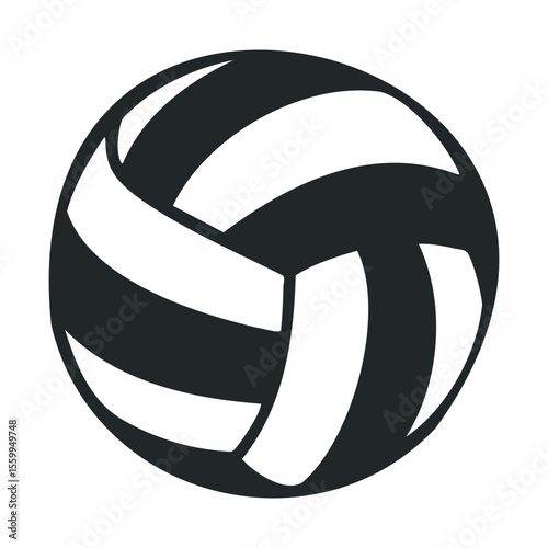 Black and white volleyball icon on white background.