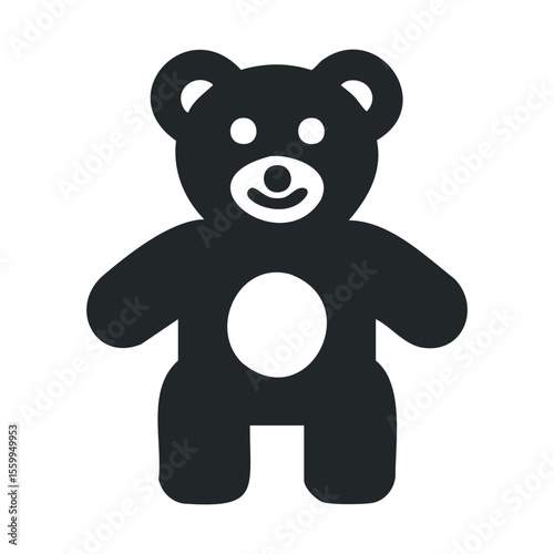 Black silhouette teddy bear icon with simple features.