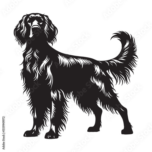Displaying a distinctive Irish Setter dog shape, embodying its unique presence - Irish Setter silhouette - Irish Setter Vector - Silhouette of Irish Setter - dog vector

