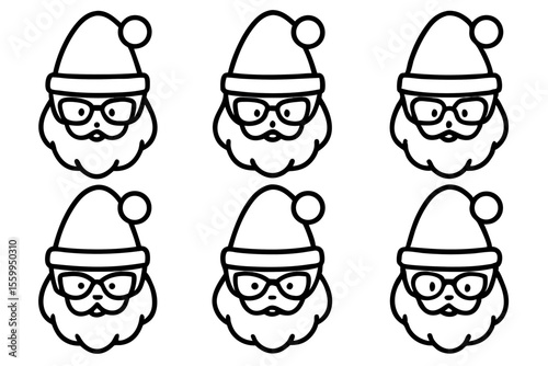 Santa Eyewear Collection Minimal Line Art Vector