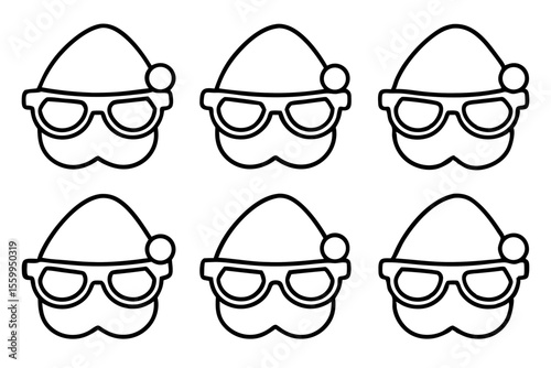 Santa Eyewear Collection Minimal Line Art Vector